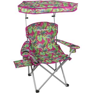 Tommy Bahama Extra-Wide Folding Beach Chair with Max Shade Canopy, Side Table, and Cup Holders, 25" W Outdoor Portable Camping Chair with Canopy, Supports up to 500 lbs., Pink/Green