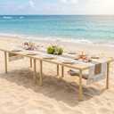 80"x30" Portable Boho Wooden Low Folding Picnic Table for Indoor Outdoor, Diagonal Stripe 80*30inch