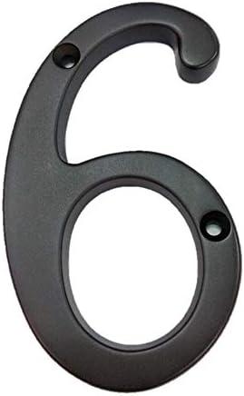 QCAA Traditional Heavy Solid Brass House Number 6, 4", US10B Oil Rubbed Bronze, 1 Pack, Made in Taiwan