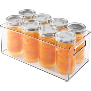 iDesign Kitchen Binz BPA-Free Plastic Deep Stackable Organizer with Handles - 8" x 6" x 14.5", Clear