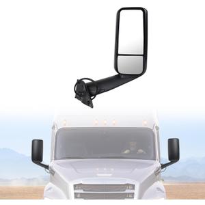 Door Mirror with Arm Replacement for 2018-2024 Freightliner Cascadia,Semi Trucks Freightliner Cascadia Accessories,Motorized with Heater,Black,Passenger/Right Side