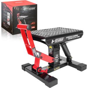 RUTU Dirt Bike Stand,Motorcycle Lift Stand Jack 1000 Lbs Capacity,9.6-13.2 Inch Heavy Duty Steel Hydraulic Lift for Dirtbike ATV ADV Rally Maintenance (Lower Height)