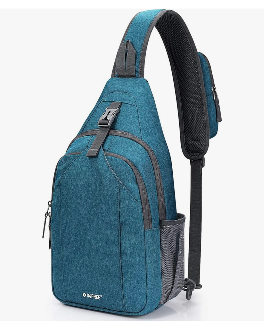 G4Free Sling Bag RFID Blocking Sling Backpack Crossbody Chest Bag Daypack for Hiking Travel(Teal Blue)