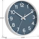 Roymnie Wall Clock 12 Inch Silent Wall Clocks Battery Operated- Modern Non Ticking Analog Clock Decorative for Living Room Bedroom Office Kitchen(Azure Blue)