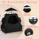 Blackout Tent for Pack and Play - Pack N Play Blackout Cover - 1-Click Setup Portable Sleep Pod with Monitor Pouch & 2 Fan Pouch, Black Out Tent Blocks 95% Light, Medium
