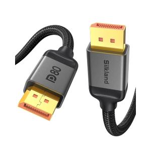Silkland 80Gbps DisplayPort Cable 2.1 10FT/3M, [16K@60Hz, 8K@240Hz, 4K@540Hz 360Hz 240Hz] DP 2.1 Cable 16K, DP80 HDR DSC Display Port Cord Compatible FreeSync G-Sync Gaming Monitor 5090 7900XTX