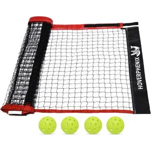 Pickleball Replacement Net 22ft x 3ft for Indoor or Outdoor Fits for Most Free-Standing Pickle Ball Frame Come with 4 Outdoor Pickle Balls (Net Only) (Black and Red)