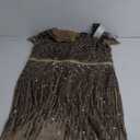 Adrianna Papell Womens Long Beaded V-Neck Dress with Cap Sleeves and Waistband, 12