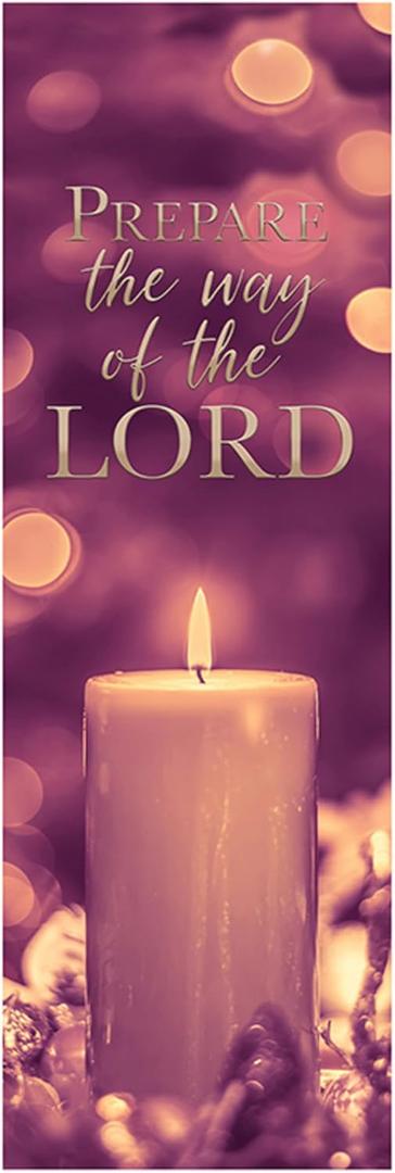 Christian Brands Advent Banner – Single Candle “Prepare the Way” Church Banner, 2' x 6'