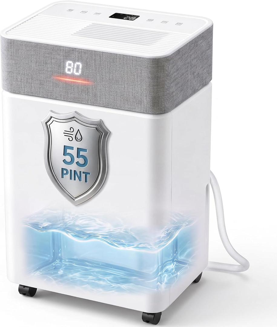 UTHFY 5000 Sq.Ft Dehumidifier for Basement, Max 55 Pint/Day with Drain Hose