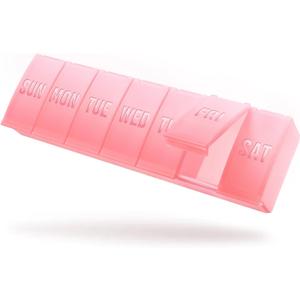 Barhon Large Weekly Pill Organizer, Big Vitamin Organizer Case for 7 Day, Travel Medicine Pill Box to Hold Various Supplements and Fish Oil, Sakura Pink