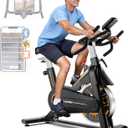 Exercise Bike, Wenoker Stationary Bike for Home, App Supported Indoor Bike with Silent Belt Drive, Heavy Flywheel, Multi-grips Handlebar and Upgraded Digital Display (Black Orange Friction-App)