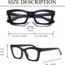 Hubeye 5 Pairs Fashion Style Square Reading Glasses for Women Men Blue Light Blocking Computer Readers with leather case (Black/Purple/Green/Orange/Blue)