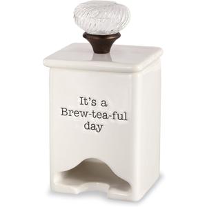Mud Pie FBA_ Ceramic Tea Bag Caddy, White
