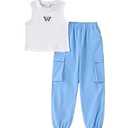YOURUIKEY Tween Teen Girls Trendy Preppy Clothes Kids Spring Summer Outfits Sleeveless Tank Crop Top Cargo Pants Clothing Set Size 13-14
