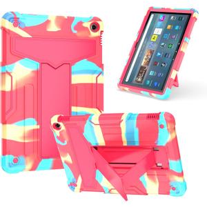 Case for Amazon Fire HD 10 Tablet 10.1" Inch Display (13th Generation, 2023 Released) - Heavy Duty Hybrid Kickstand Case Cover + 1 Screen Protector and 1 Random Stylus (Candy/Pink)