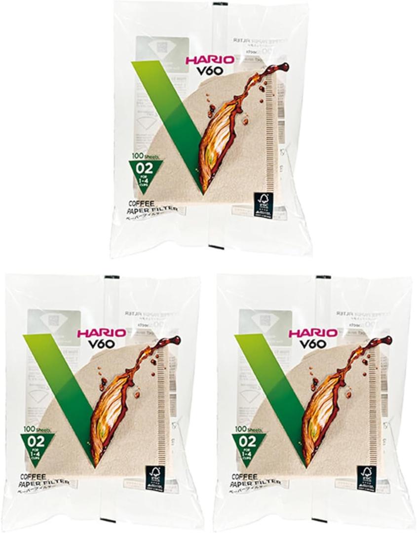 Hario V60 Paper Coffee Filter, Size 02, Natural, 300ct