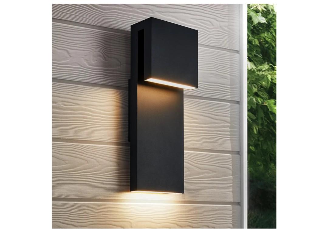 Modern LED Outdoor Wall Sconce 17W Integrated LED Outdoor Wall Mount,Anti Rust Textured Black Suit for Wet Locations and All Rooms,Easily Installed in Any Direction.Bulb Included.