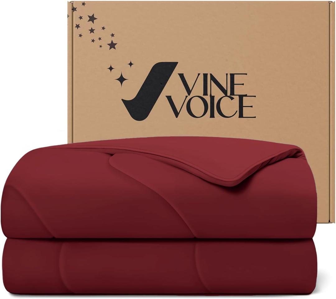Soft Cooling Comforter, Full/Queen Cooling Blankets for Hot Sleepers, Double-Sided All-Season Cold Breathable Lightweight Blanket for Night Sweats, True Red, 90''x90''