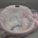 Collapsible Baby Bathtub - Large Baby Bath Tub with Thermometer & Cushion | Travel Portable Newborn Infant Bathtub | Foldable Toddler Bathtub for Baby 0 to 36 Months (Pink)