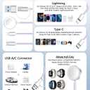 2Pack Multi Charging Cable Cord for Travel Essentials,Apple Watch Charger,iPhone Charger,[3-in-2] Type C/Lightning Cable Portable Designed for iWatch,iPhone 17-8,Galaxy S25-21,AirPods,iPad-1.5M Purple