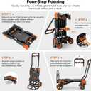 330LB Folding Hand Truck Heavy Duty Carrying, Combination of Four Wheels and Two Wheels Convertible Dolly Cart with Retractable Handle Dolly for Moving Office Carts(Orange)