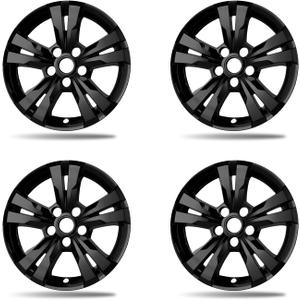 17 Inch Black Wheel Skins Compatible with 2010-2017 Chevrolet Equinox, Fits OEM 17" Factory 5 Double-Spoke Alloy Wheels #23406147, OEM Style Snap-On Wheel Covers 4-Pack