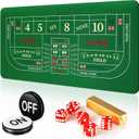 Leyndo Craps Tabletop Game Set, Includes 35"x70" Rubber Craps Tabletop Layout Mat, Casino Grade AAA 19mm Dice, 3 Inch On/Off Buttons for Casino Poker Nights Adults Only