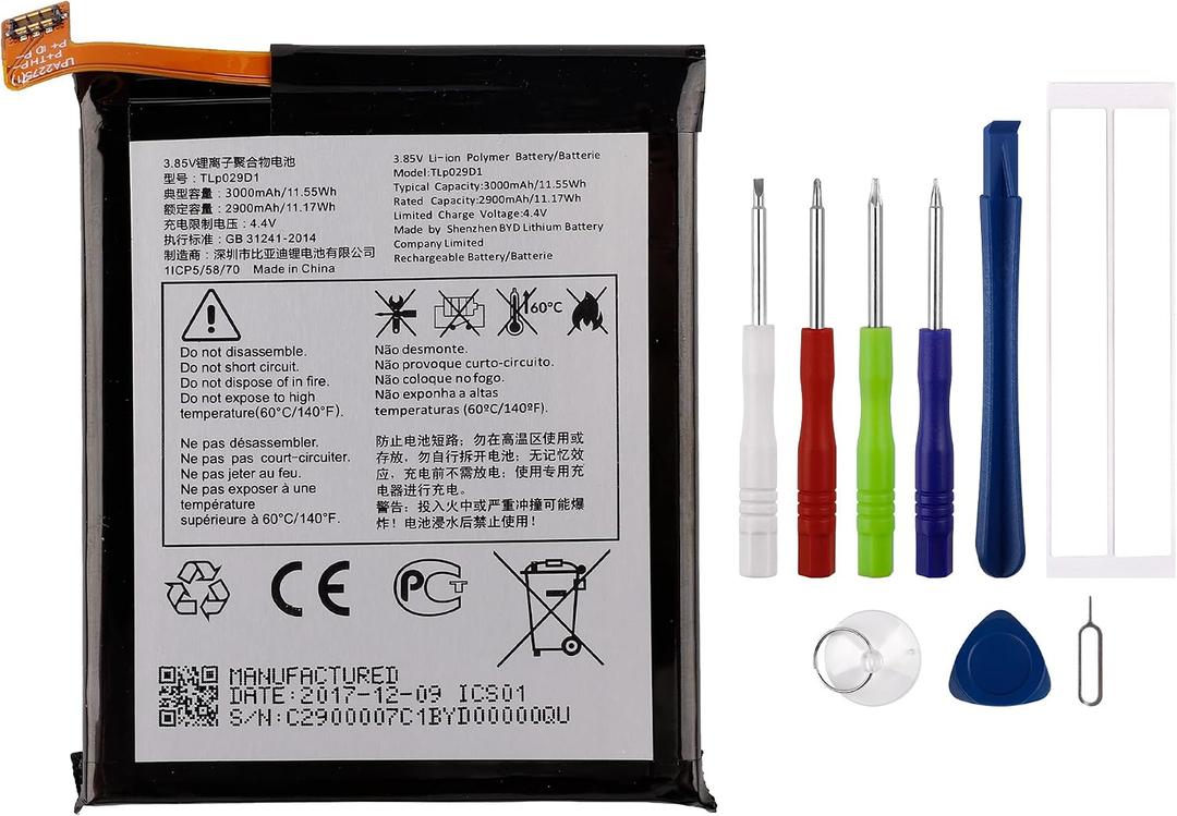 New Rechargeable Battery TLP029D1 Compatible with T-Mobile Revvl 2 2018,Revvl 2 5052W with Tools