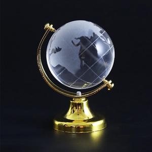 Mini World Globe Crystal Glass Clear Paperweight Desk Office Home Decor Wedding Favor Crafts Ornaments Gifts, Crystal Ball Sphere Display, Round Earth World Map Ornament(Ball Diameter 5cm) Golden