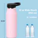 TOURIT 32 oz Insulated Water Bottle, Stainless Steel Sports Water Bottles With Wide Mouth, BPA Free Leakproof Thermos Bottle for Sports and Travel, Pink