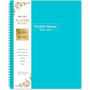 5 x 2026-2027 Monthly Planner - 2026-2027 Planner from January 2026 to December 2027, 8.5'' x 11'', 2-Year Planners with Inner Pocket (Blue)