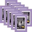 eletecpro 4x6 Picture Frames Set of 10, Picture Frame Collage Wall Decor Display 3.5x5 Photo with Mat or 4x6 without Mat, Home Decor Gallery Frame for Table Top or Wall Mounting, Purple
