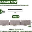 Landscape Edging Faux Stone Garden Edging Border,17FT x 2.75 in Tall Decorative Stone-Look Garden Border for Flower Bed Edging,Lawn,Landscaped Yard,Trees and Gardens,with Anchoring Spikes,Brown