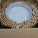 Farmhouse Chandelier Light Fixture, 5-Light Rattan Boho Chandeliers for Dining Room, Hand Woven Pendant Light with Linen Shade, Rustic Hanging Lighting for Kitchen Island, Bedroom (Bulb Not Included)