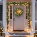 9ft Artificial Norfolk Pine Garlands, Real Touch Winter Pine Garland, Green Artificial Greenery Garland, Winter Decorations for Home for Table, Mantle, Wall