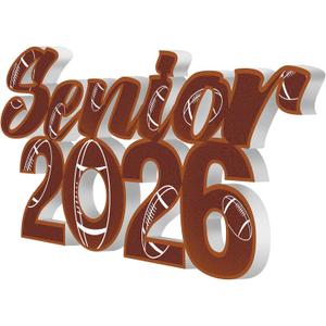 Yaomiao Football 2026 Senior Sign Photo Props Class of 2026 Sign Senior Table Centerpieces for Party Supplies Football Classroom Decorations Sports Player Team Party (Brown White)