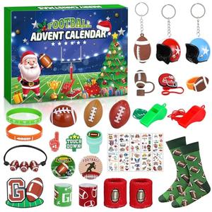 Football Advent Calendar 2025 for Boys, 24 Day Christmas Countdown Calendar Football Favors Supplies, Sport Rugby Themed Xmas Gifts for Kids Boys Teens Football Player 2 Pack