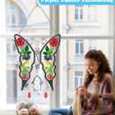 KY&BOSAM Crystal Butterfly Suncatchers for Windows Hanings Stained Glass Wind Chimes with Metal Charms Colorful Rainbow Prisms Garden Decor for Mom Grandma Christmas Wedding Gifts 8" Hanging Ornament