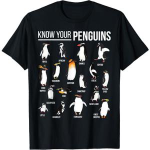 Know Your Penguins Types Of Penguins Sea Animal Lover T-Shirt XL