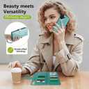 Varikke for iPhone 17 Wallet Case Detachable with RFID Blocking Card Holder for Women, Glitter PU Leather Wrist Strap Strong Magnetic Flip Removable Phone Case Cover for iPhone 17 6.3", Mint Green