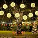 Christmas String Outdoors,4 Pack 7.98" Sphere Lights,Ball Tree Garden Globe Lights for Home, Party, Christmas, Porch Patio,Wedding, Garden,Tree Decoration with Plug (Warm White)
