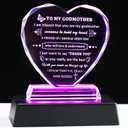 YWHL Godmother Gifts from Godchild with Colorful Light Base, Best Godmother Gifts for Birthday Crystal Heart Keepsake, To My Godmother Gifts from Goddaughter Godson on Mothers Day Christmas