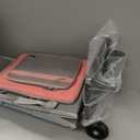 Rolling Craft Bag, Tote Bag with Wheels for Women, Rolling Teacher Bag with Removable Folding Hand Truck (Pink)