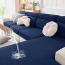 hyha Waterproof Couch Cushion Covers, Waterproof Sectional Couch Covers for Cushion Sofa for Pets, Stretch Sofa Slipcover Washable with Elastic Bottom(Back Cover M, Navy)