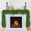 2PCS 9FT Christmas Garland Norfolk Pine Garland Real Touch Artificial Greenery Garland for Mantel, Table, Stairs, Indoor Outdoor Winter Holiday Decor, 2 Pcs, 9 FT