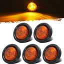 Partsam 5pcs 2" Amber Round Sealed Clearance Side Marker Light [DOT Approved] 4 LED Mount Grommet/Pigtails for Trailer Truck Camper RV
