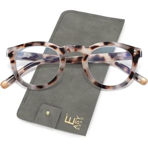 EASY READ Retro Round Blue Light Blocking Reading Glasses for Women,Anti UV Readers for Women with Spring Hinge, Magnification Strength: 1.75 x