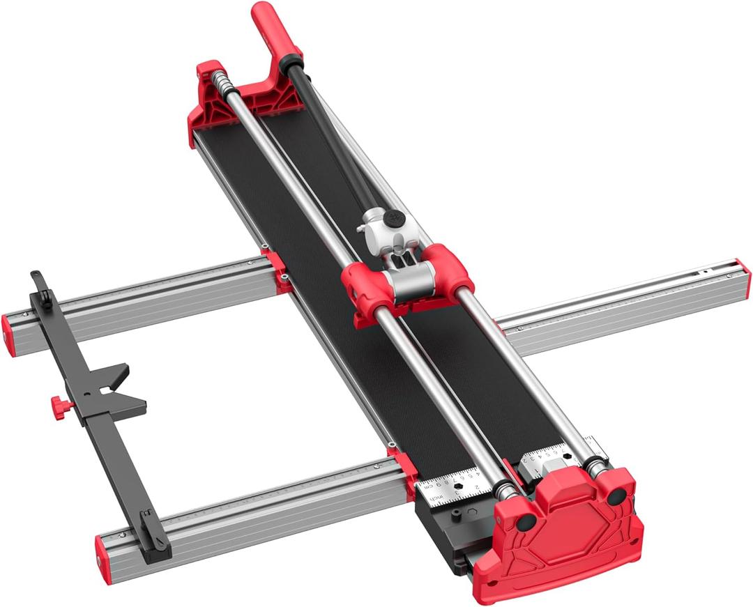 SHIJING 48'' Double Track Manual Tile Cutter with Laser Cutting Guide Porcelain Tile Cutter with Split Platen,Double Aluminum Base, 48 inch Duble Track