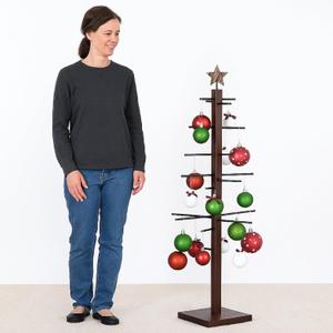 32 Inch Christmas Tree Ornament Stand Holder with Arms, Wood Ornament Display Tree, Tabletop Artificial Trees for Wedding Christmas Birthday Holiday Party Decor